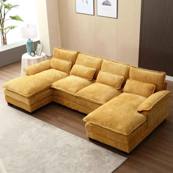 110" Sectional Sofa Couch for Living Room, Modern Chenille U Shaped Couch, Modular Sofa Sleeper with Double Chaise & Memory Foam - Image 11