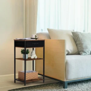White Printer Stand Rack - 3 Tier Organizer Table with Storage
