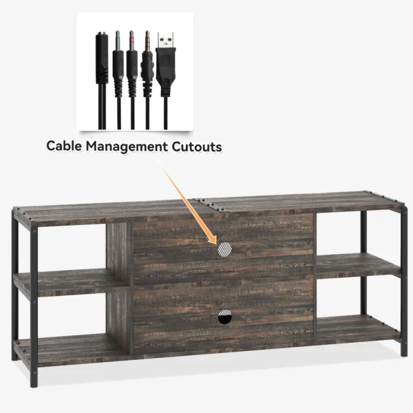 Farmhouse TV Stand for 65 Inch TV - Gray Barn Doors & Shelves - Image 4