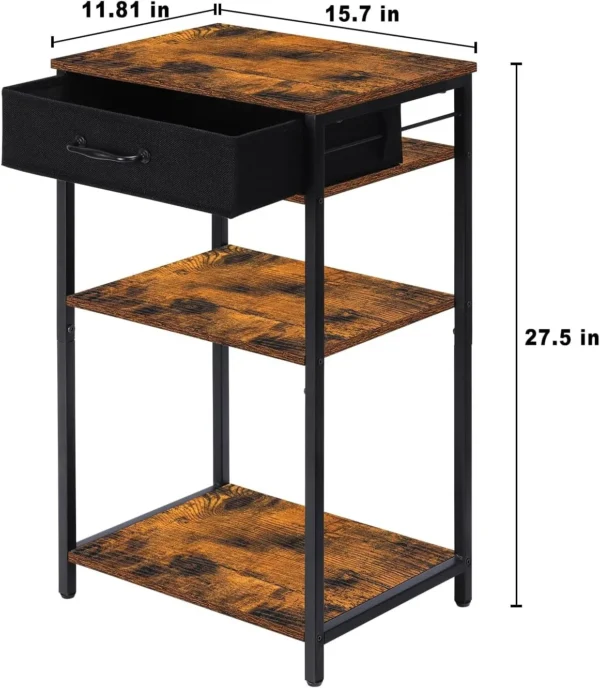 White Printer Stand Rack - 3 Tier Organizer Table with Storage - Image 5
