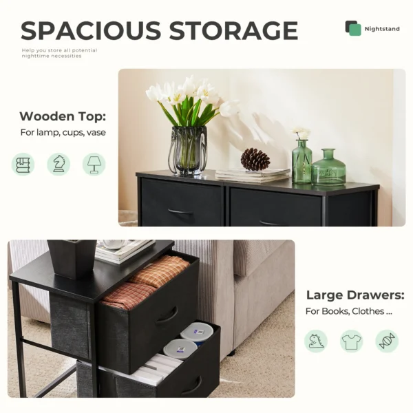 JHK Living Room Cabinet with 2 Fabric Drawers - Modern Storage Furniture - Image 6