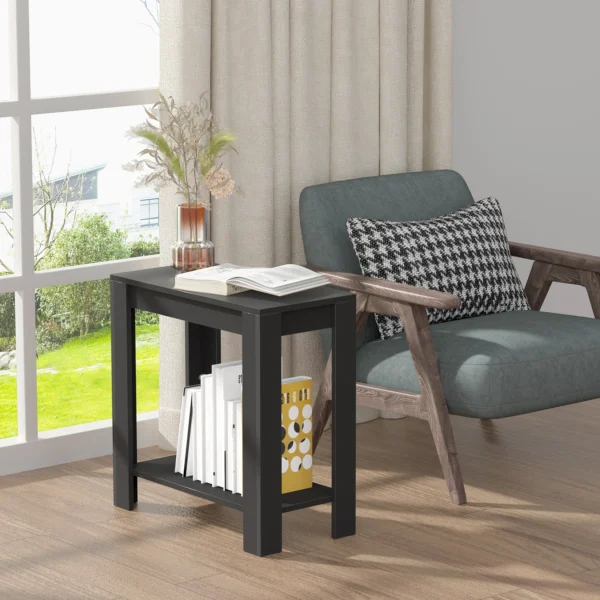 Narrow Sofa Side Table with 2-Tier Storage - Modern Living Room End Table - Image 4