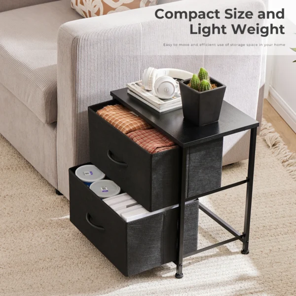 JHK Living Room Cabinet with 2 Fabric Drawers - Modern Storage Furniture - Image 2