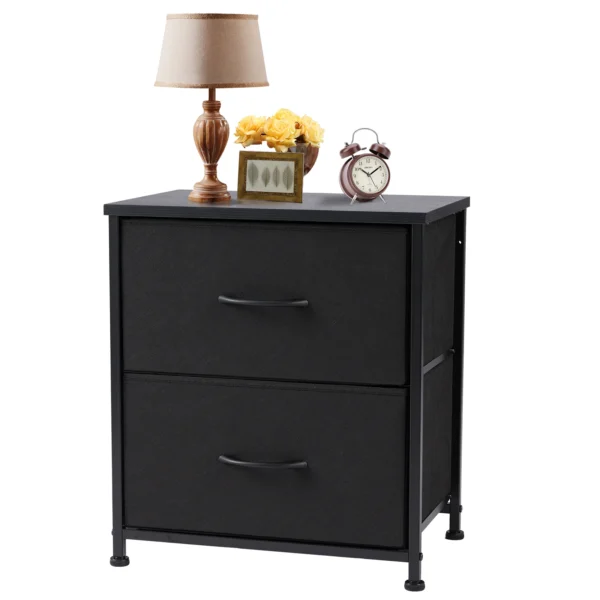 JHK Nightstand Table with 2 Fabric Drawers - Bedside Storage Furniture - Image 4