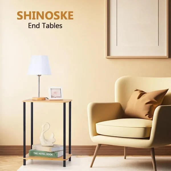2-Piece Bedside Table Set with Storage Shelves - Industrial End Table - Image 3