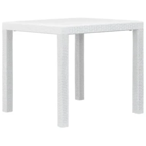Outdoor White Patio Table 31.1'' - Rattan Style Plastic Furniture