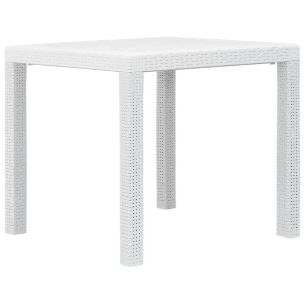 Outdoor White Patio Table 31.1'' - Rattan Style Plastic Furniture