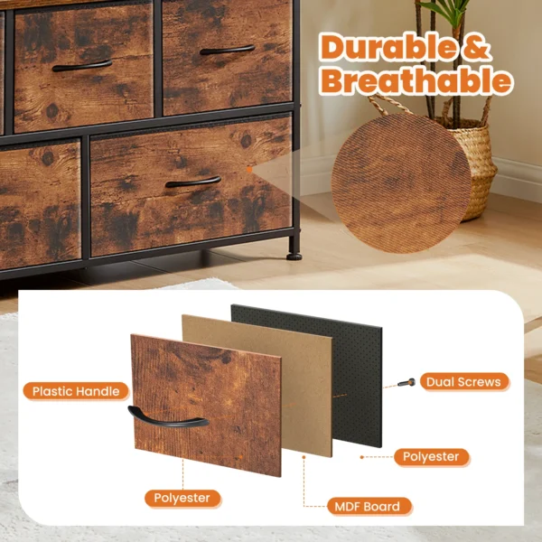 JHK Shoe Cabinet Dresser with 5 Fabric Drawers - Space Saving Organizer - Image 3