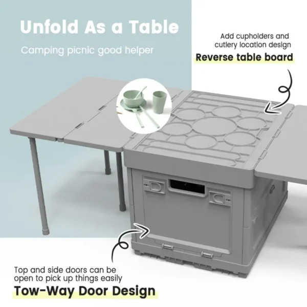 Folding Table with Storage Container - Portable Camping & Outdoor Use - Image 4
