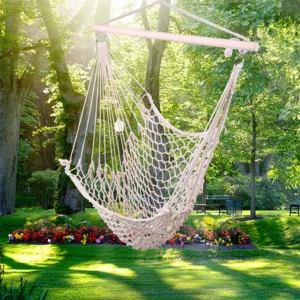 Elegant Beige Hanging Rope Chair Swing - Premium Camping Hammock