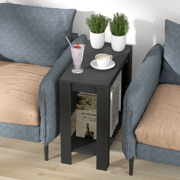 Narrow Sofa Side Table with 2-Tier Storage - Modern Living Room End Table - Image 5