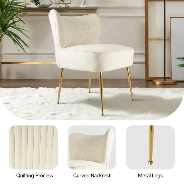 Single Casual Sofa - Velvet Minimalist Chair with Metal Legs - Image 2