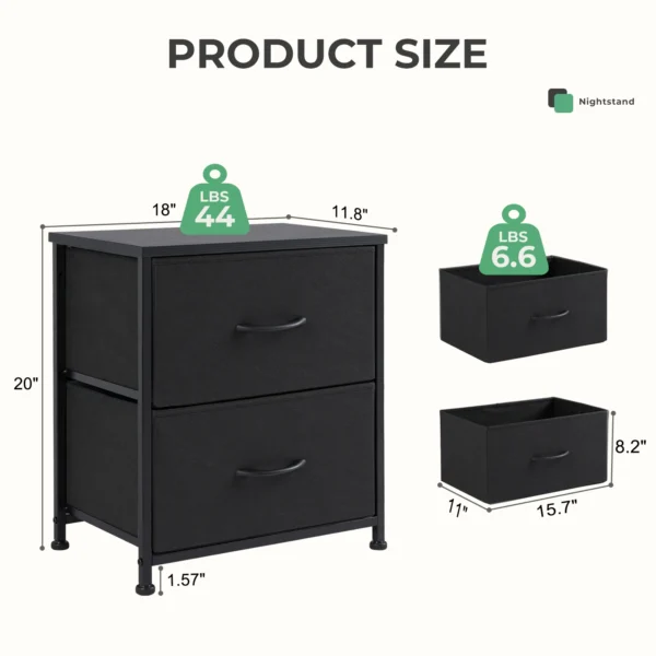 JHK Living Room Cabinet with 2 Fabric Drawers - Modern Storage Furniture - Image 3