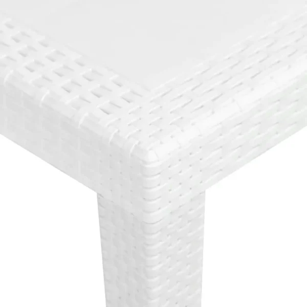 Outdoor White Patio Table 31.1'' - Rattan Style Plastic Furniture - Image 3