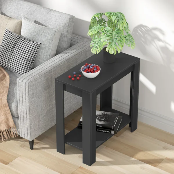 Narrow Sofa Side Table with 2-Tier Storage - Modern Living Room End Table - Image 3