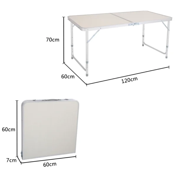Silver Outdoor Folding Table - Aluminum Alloy Rectangular - Image 4
