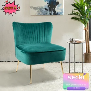 Single Casual Sofa - Velvet Minimalist Chair with Metal Legs
