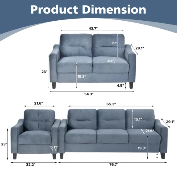 Modern Velvet Sectional Couch - Comfortable Sofa Set - Image 3