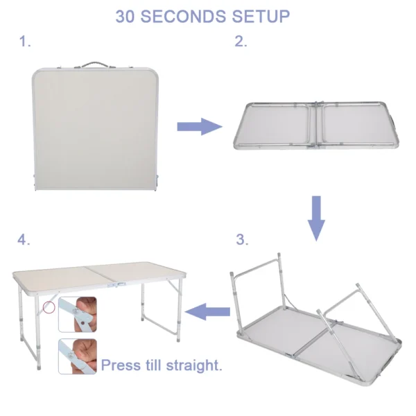 Silver Outdoor Folding Table - Aluminum Alloy Rectangular - Image 3
