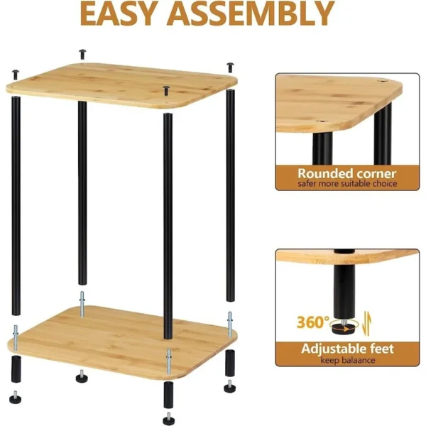 2-Piece Bedside Table Set with Storage Shelves - Industrial End Table - Image 2