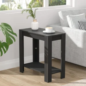 Narrow Sofa Side Table with 2-Tier Storage - Modern Living Room End Table